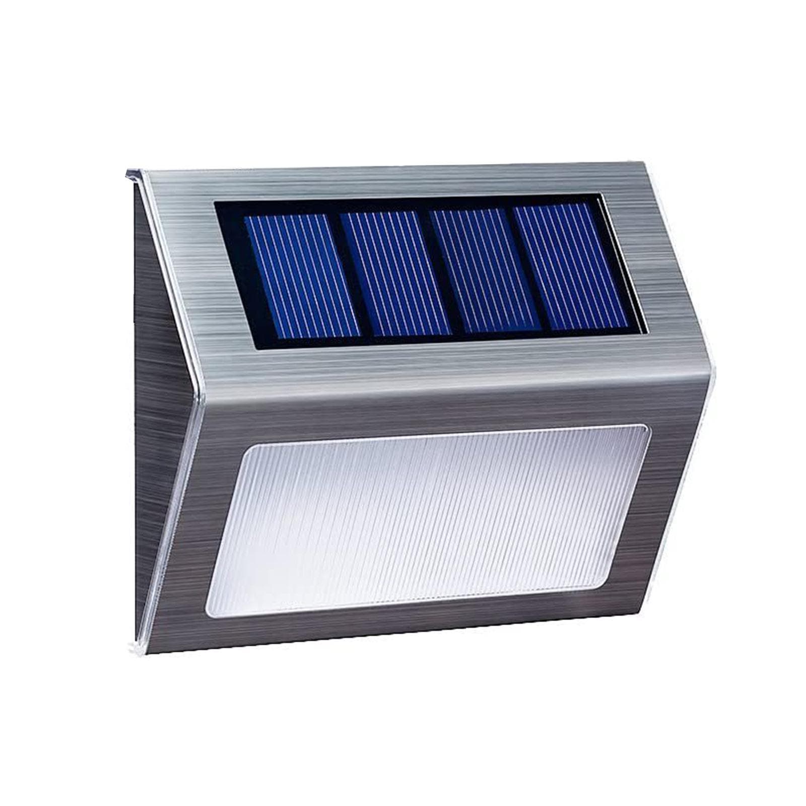 3LED Stainless Steel Solar Garden Light for Outdoor Stairs Paths Patio L-ED Solar Street Light white