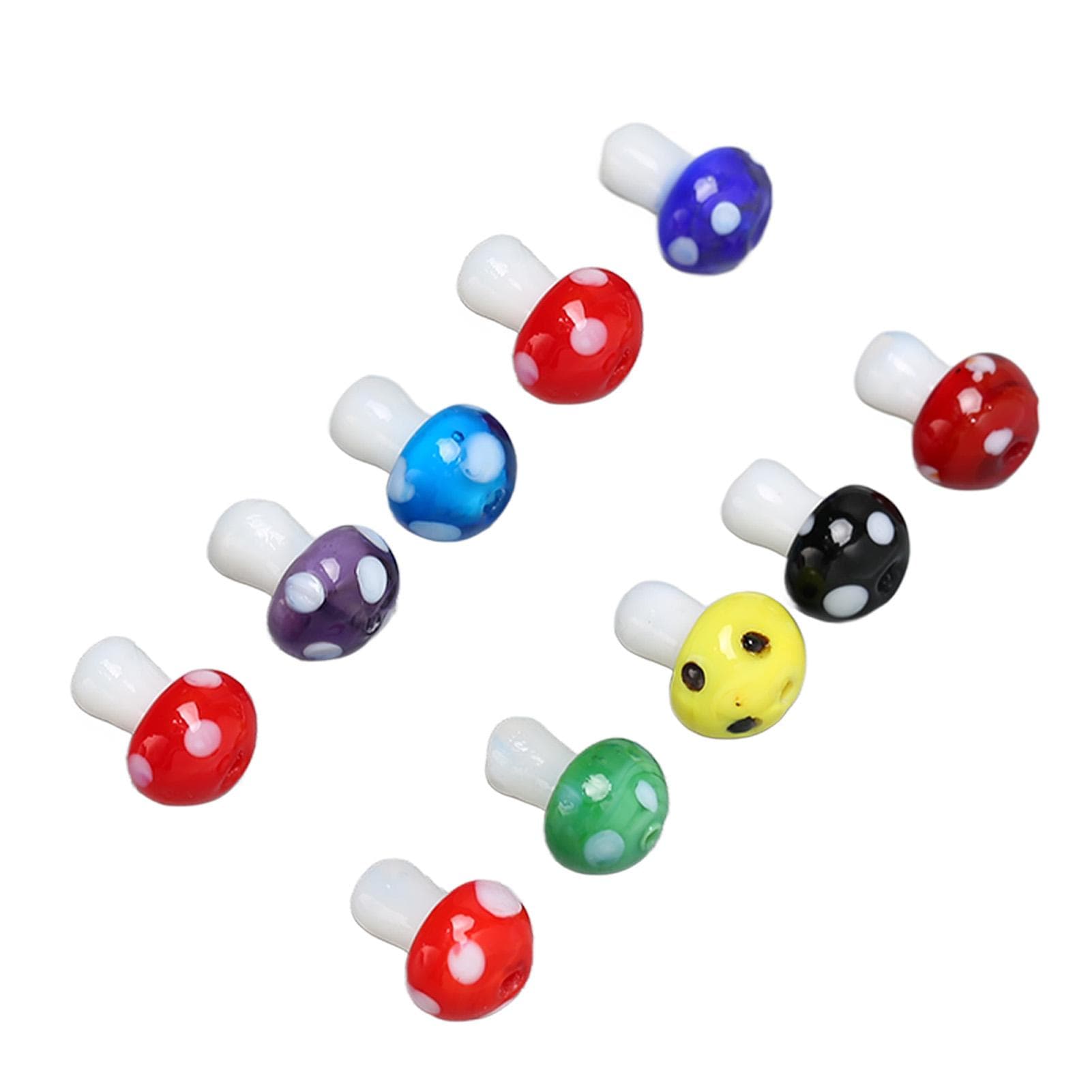 50 Pcs Mushroom Beads 14x10mm Attractive Decorative DIY Coloured Glaze 1.55mm Hole Mushroom