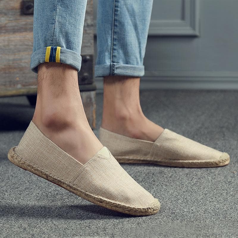 Retro Low-Top Espadrilles: Breathable, Sweat-Absorbing, Classic Loafers (Not Washable) 46 light brown