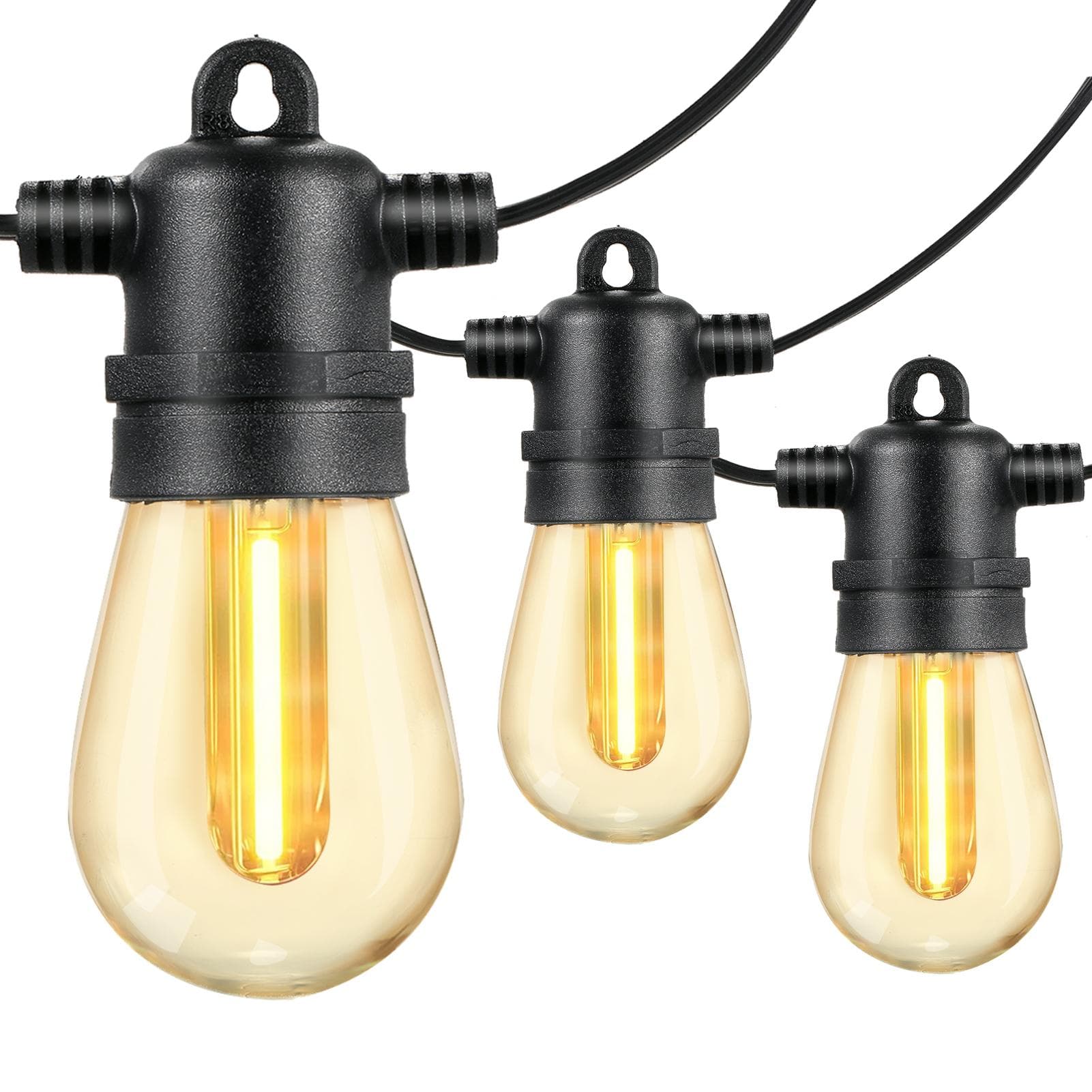 Neoglint 14.63M/ 48Ft A C120V 15W S14 Fairy String Light Shatterproof Outdoor Lamp 15+1(Spare) LEDs black