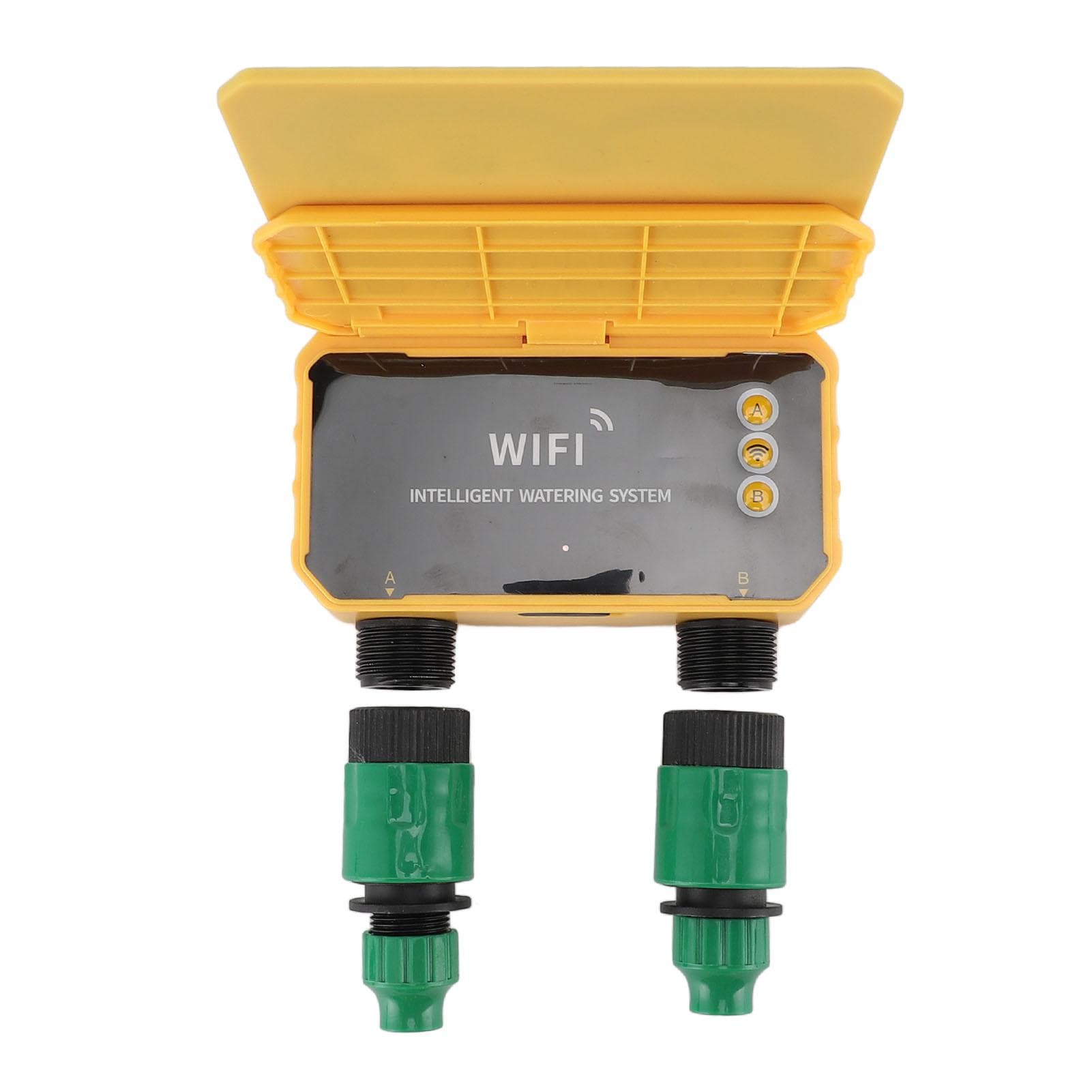 WiFi Sprinkler Timer 2 Outlet APP Control Solar Powered Water Hose Timer with Rain Delay for