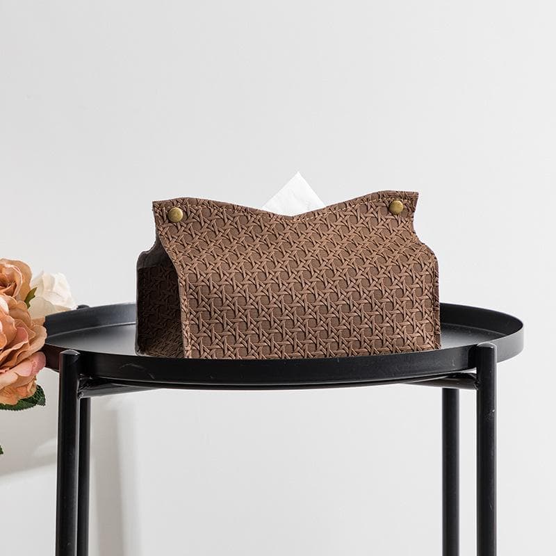 Decorative Rectangular Tissue Box-Case PU Leather Tissue Holder for Bathroom Modern Tissue Box Holder Office C6UE