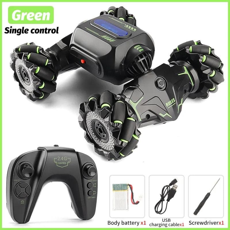 New 2.4G RC Car Toy Gesture Sensing Twisting Stunt Drift Climbing Car Radio Remote Controlled Cars RC Toys for Children Boys Adults handle remote control green