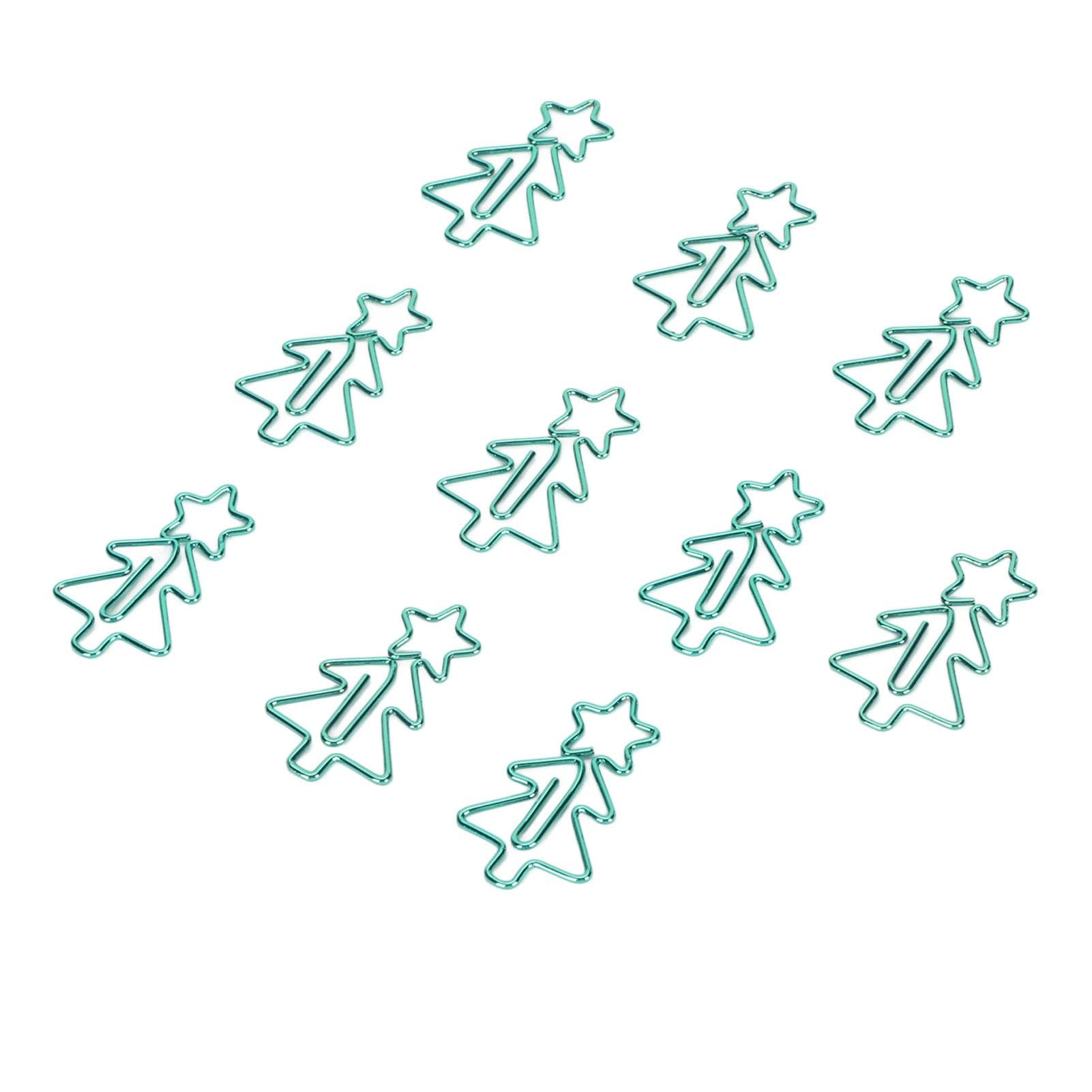 100pcs Paper Clips Prevent Slip Cute Christmas Tree Shaped Decorative Metal Bookmark Paperclips for