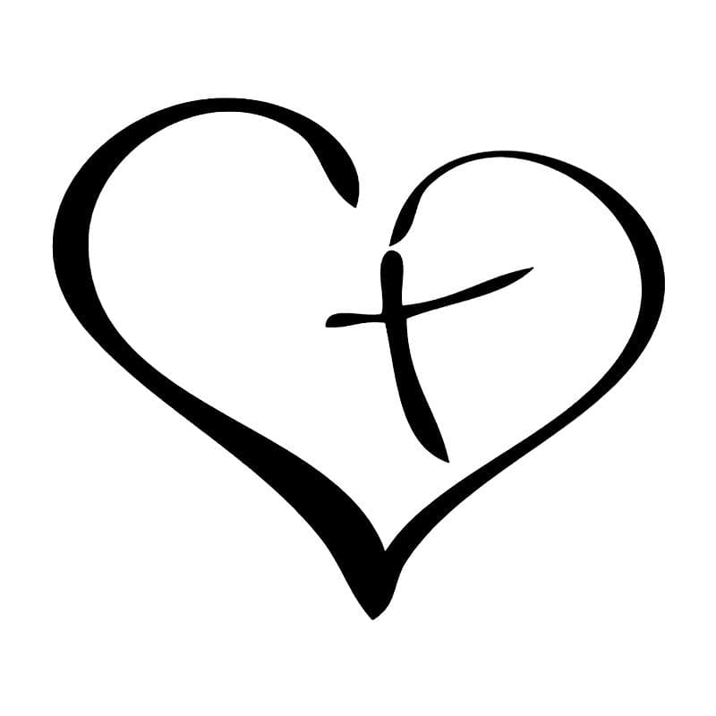 Heart love cross Jesus cross Sticker on The Car Vinyl Decal Waterproof Decoration Car Stickers 15x12cm black