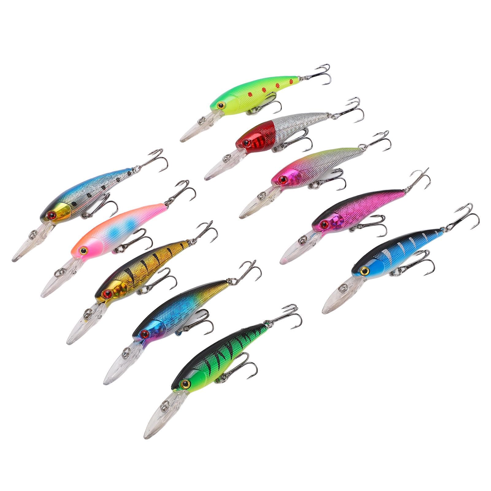 10Pcs Fishing Bait Kit 10 Colors Minnow Fishing Lure Tackle 9cm 7.5g Per Bait for Freshwater Long