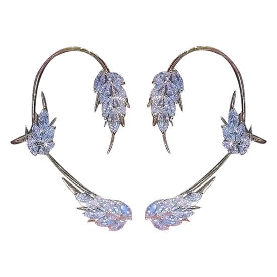 1 Pair Women Clip Earrings Sparkling Rhinestone Non-pierced Wheat Shape Ear Cuff golden