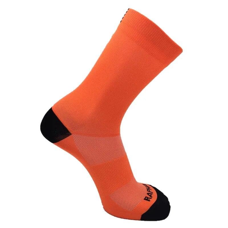 1 Pair Mid-Calf Athletic Socks For Cycling Running Sweat-absorbing Breathable Sports Socks For Men Women orange