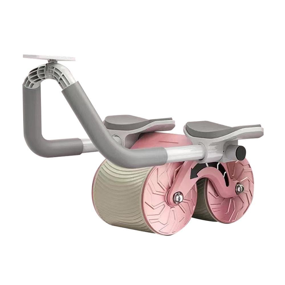 Automatic Rebound Abdomminal Wheel Ab Abdominal Muscle Exercise Roller with Timer Elbow Support pink