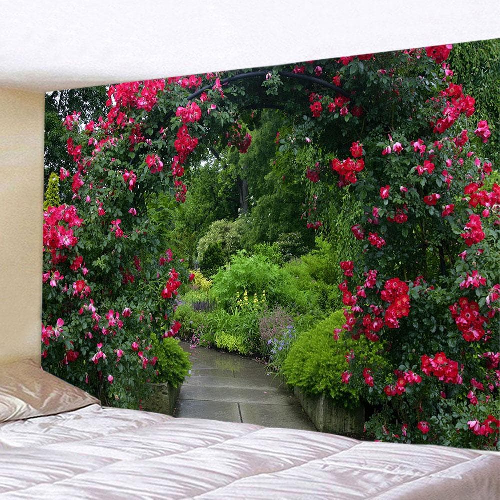 Flower wooden fence garden printing group tapestry home bedroom living room wall decoration background cloth tapestry 150x100cm