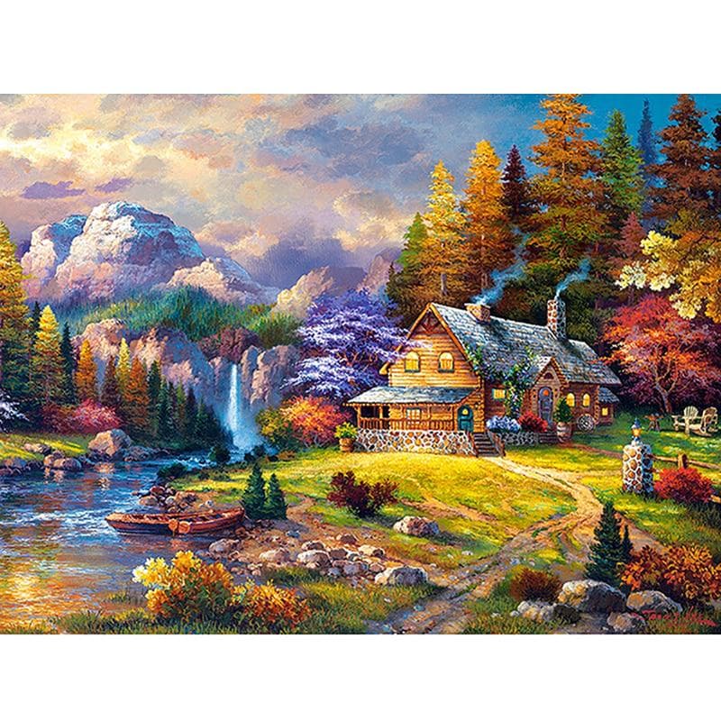 5d Diamond Painting Diy Diamond Embroidery Rhinestone Embroidery Cottage Waterfall Mosaic Wall Arts 20X30CM