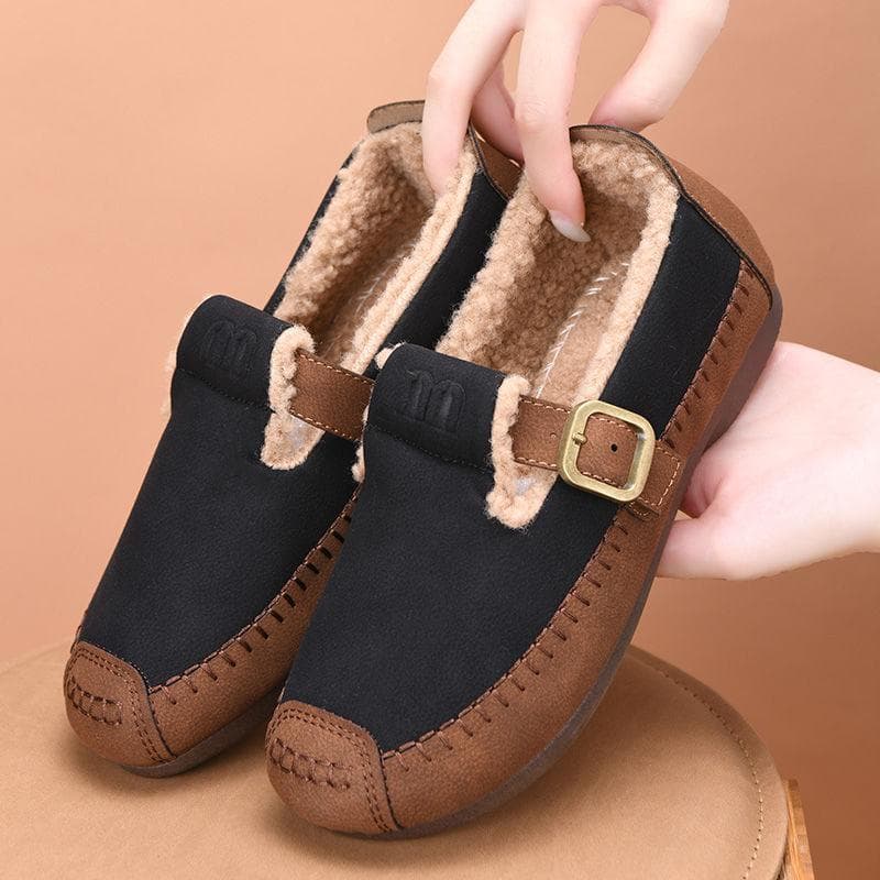 Winter Cotton Shoes with Plush Insulation for Women One Foot Soft Soled Non Slip Shoes Flat Shoes 41