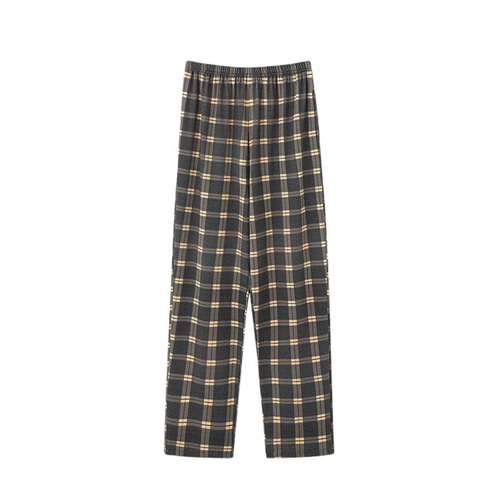 Men's 5XL Oversized Plus Size Spring Autumn Clothes Sleepwear Knit Cotton Plaid Pants Trousers Pyjamas L