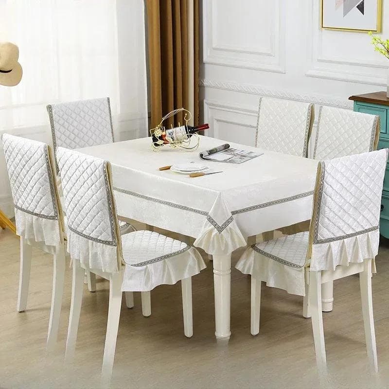flower pattern Wave Lace Chair Cover Thickened Dining Table Cloth Cushion European Style Large Flower Table Cloth Chair Cover Chair 1 cover 1 back