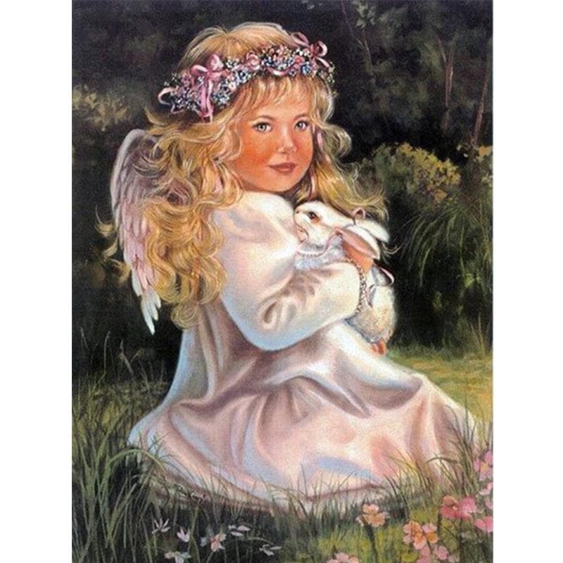 DIY Diamond Mosaic Angel Baby Kiss Needlework Full Round Diamond Painting Cross Stitch Wall Art 20X30CM