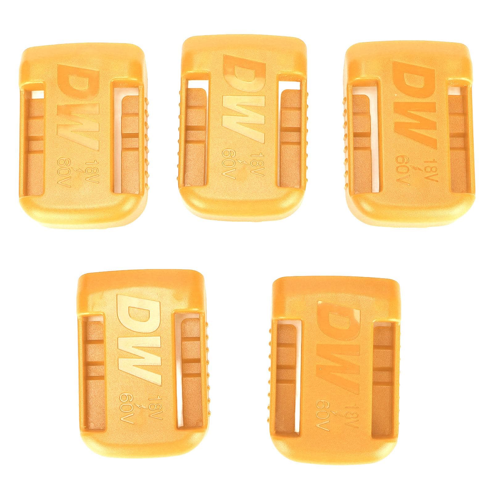 5pcs Lithium Battery Holder Portable Power Tool Battery Storage Rack with Countersunk Screw Holes yellow