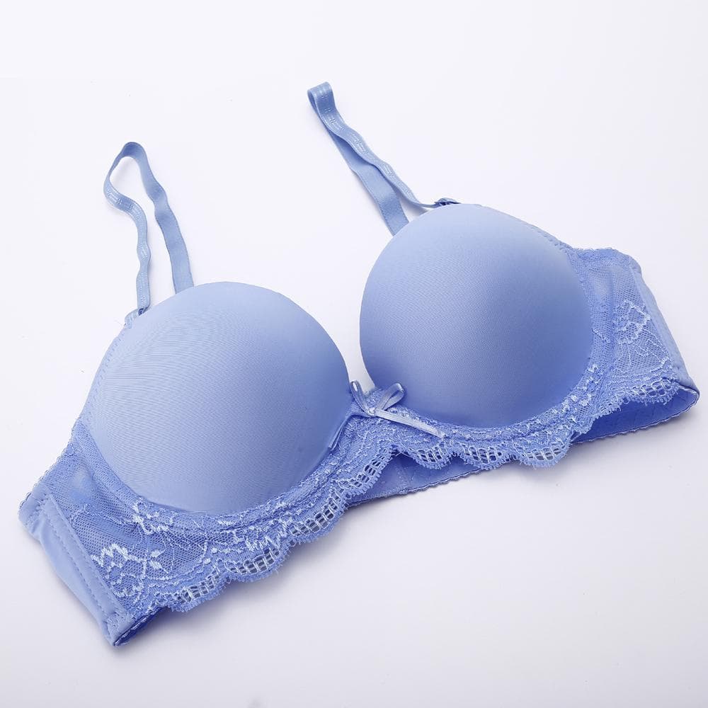 Women Sexy Bras Plus Size Lace Bralette Girls Fashion Bra Push Up Bra Women Underwear Brassiere 34B sky blue