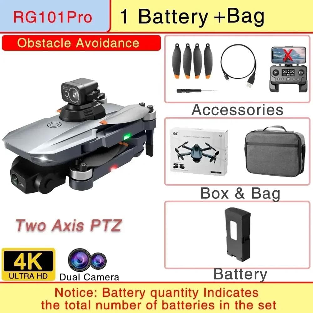 RG101 PRO UAV 8K Two-Axis Gimbal HD Dual Camera Laser Obstacle Avoidance Brushless Motor GPS 5G WIFI FPV Quadcopter Toy 5000m With OAS-1B