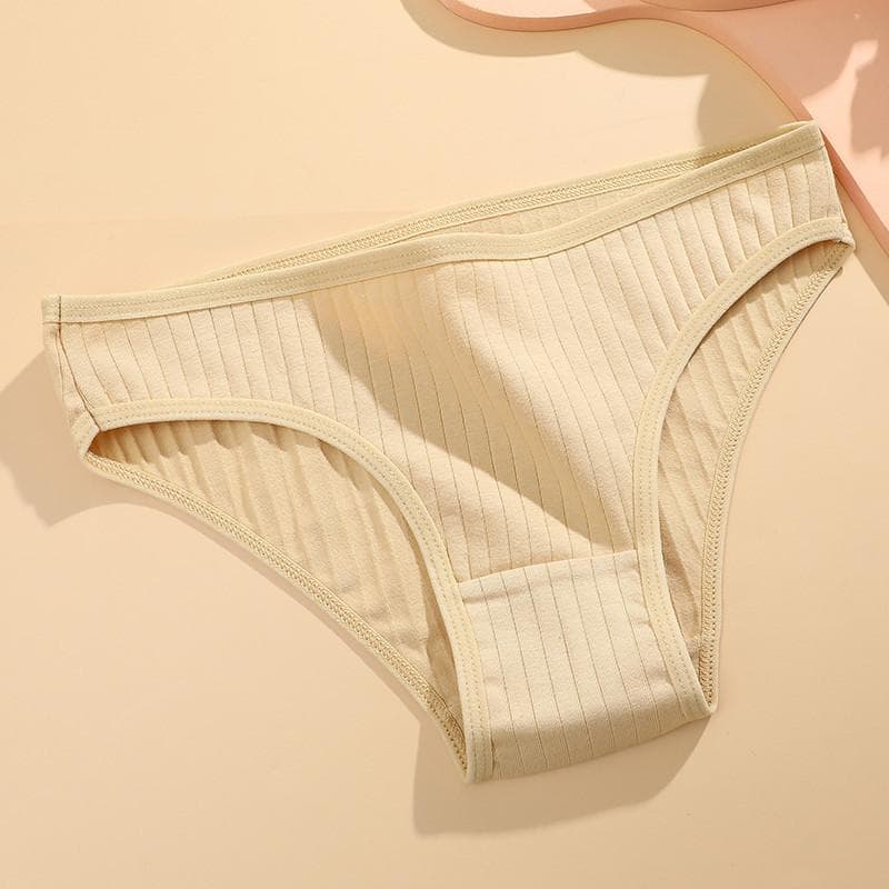 FINETOO Cotton Panty Women's Solid Color Panties for Women Sexy Briefs Female Underpants M-XL M beige