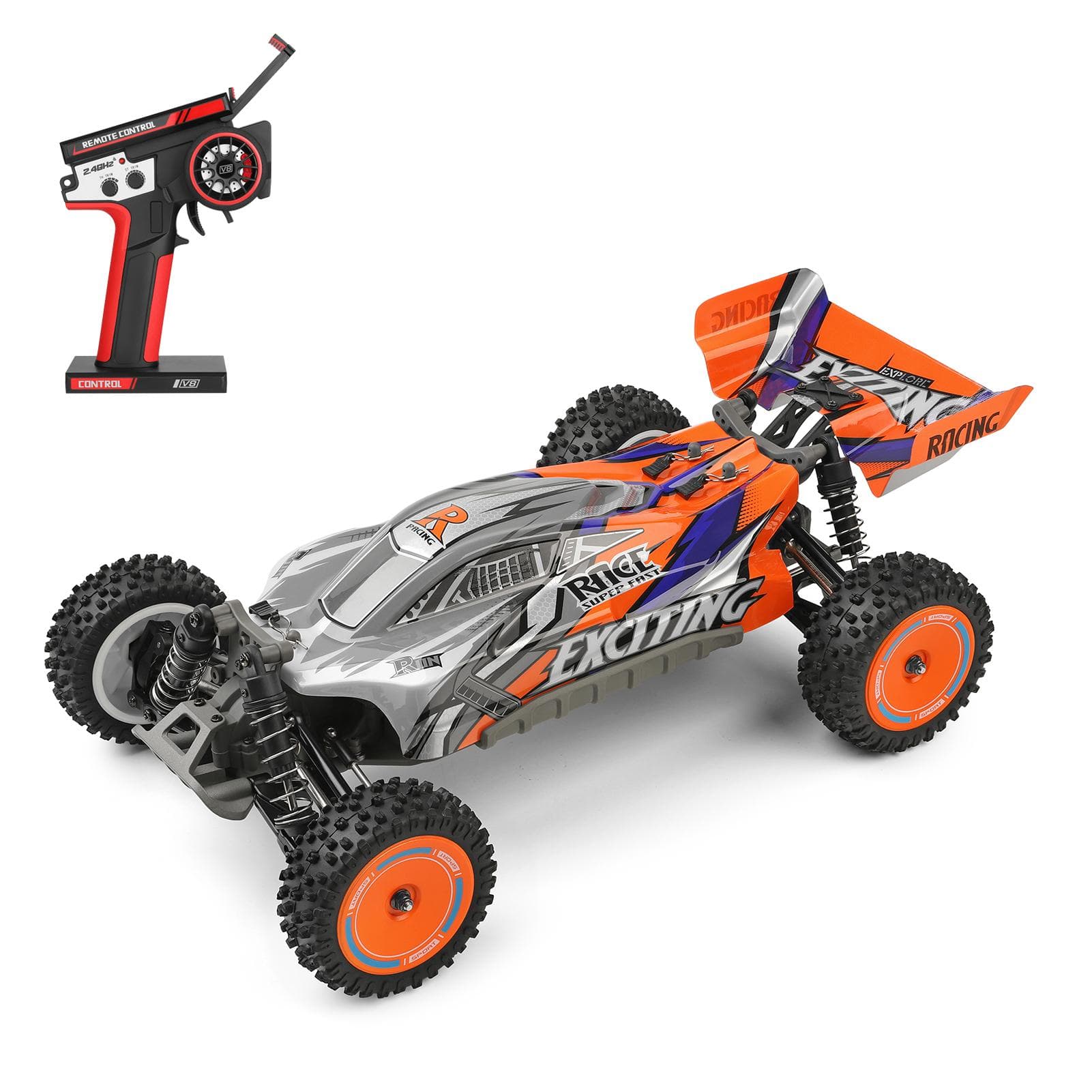 WLtoys 124010 Remote Control Car 1/12 2.4GHz 55KM/H High Speed Off Road Car 4WD Vehicle Gifts for 1 battery orange