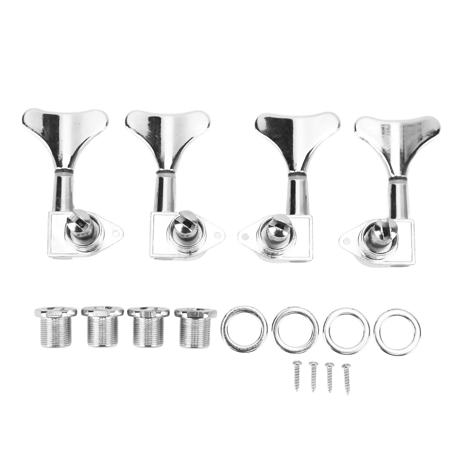 4Pcs String Tuning Key Metal Corrosion Resistance 2R2L Sealed Electric Bass Tuning Peg Silver