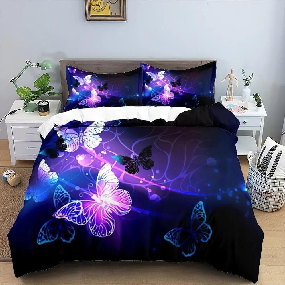 Butterfly Bedding Set 3D Flower Duvet Cover Quilt Cover Double Twin Full Queen King Adult Girl Kids Bedclothes Quilt Cover 70x133cm 2pcs