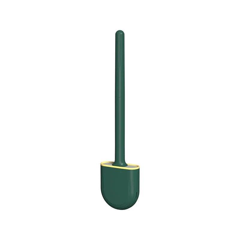 WIKHOSTAR Wall Mounted Toilet Brush Silicone  Flat  Brush Head Toilet Brush Cleaner Brush Set Toilet Cleaning Brush Bathroom green