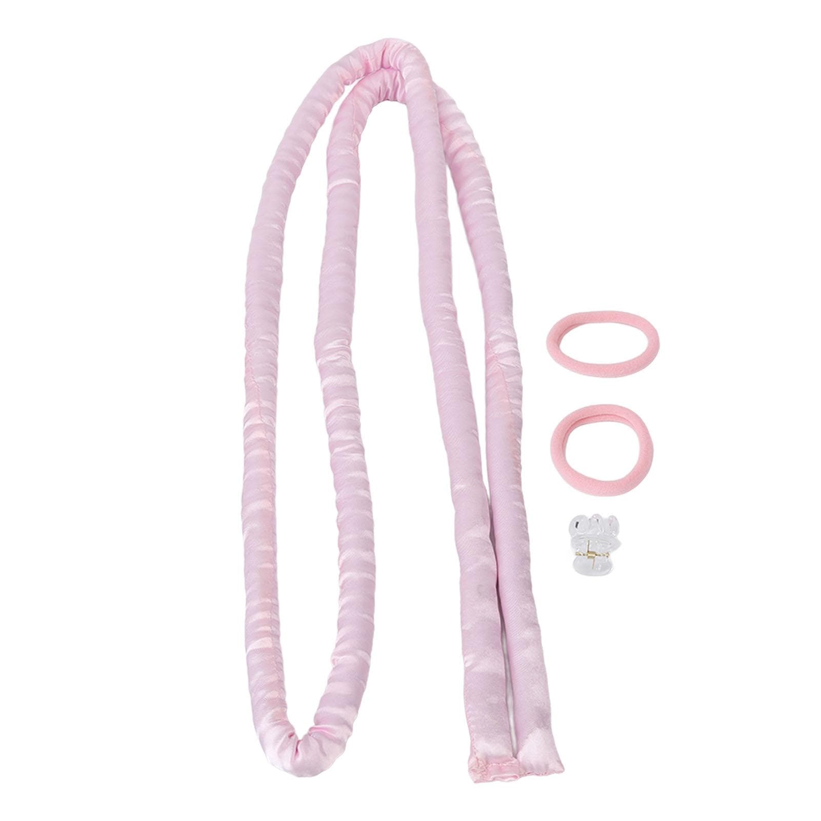 Pink Heatless Curling Set Hair Rod High Comfort Cloth Headband Clips DIY Curls Rollers for Sleeping