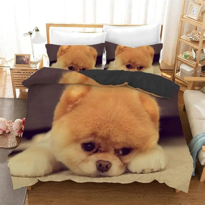 Pomeranian Dog King Queen Duvet Cover Puppy Bedding Set for Teens Adults Pet Animal Colorful Sky 2/3pcs Polyester Quilt Cover 200x230cm