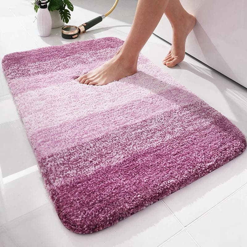 Olanly Shower Rug Non-Slip Bath Mat Super Absorbent Luxury Bathroom Carpet Soft Microfiber Foot Rug Floor Bedroom Home Stone Rug 41x61cm (16x24 inch) purple