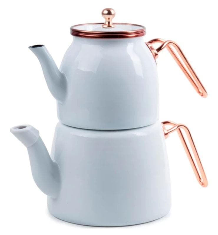 Enamel Copper Lux Large Teapot Set white