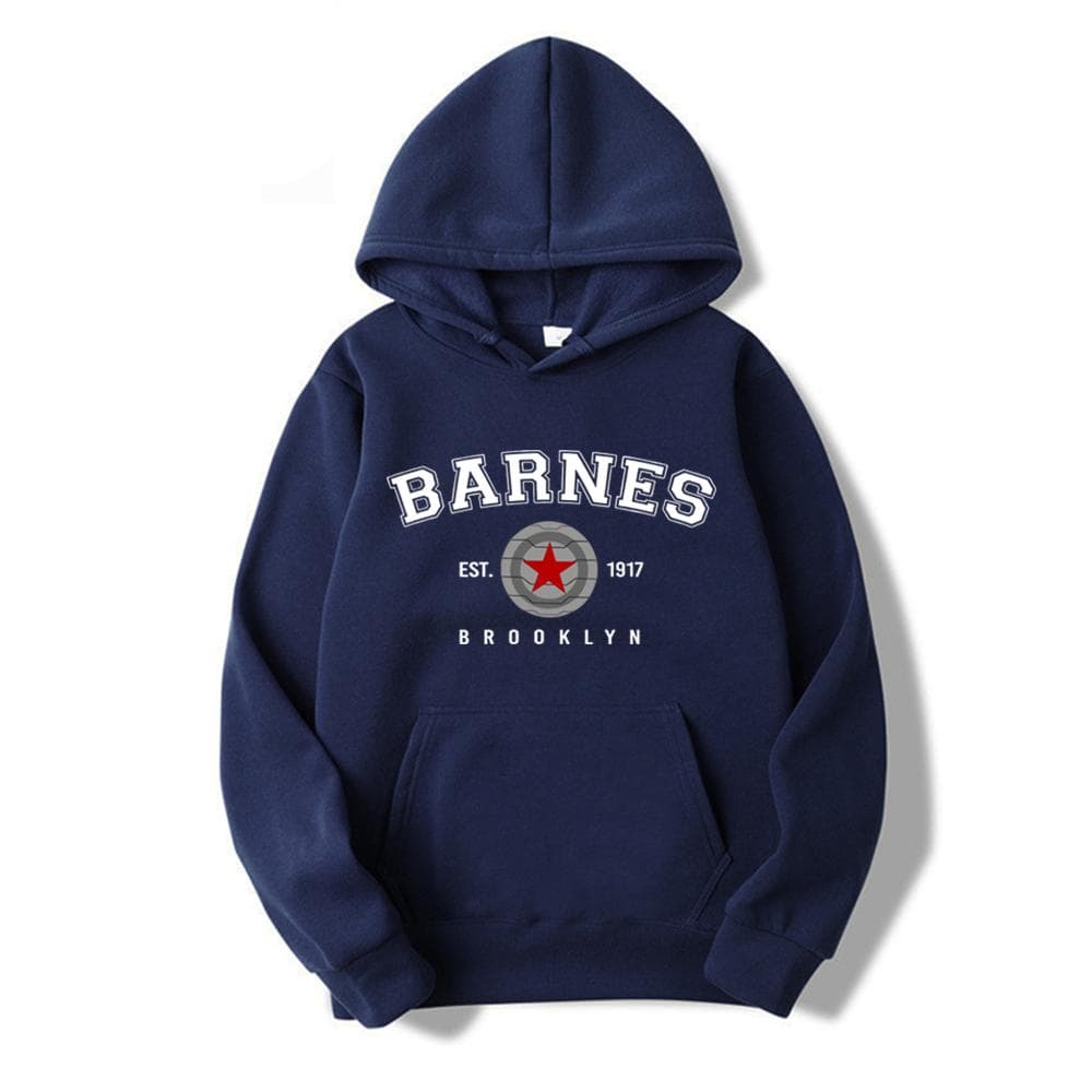 Vintage Barnes 1917 Hoodie Bucky Barnes Winter Soldier Hoodies Women Hooded Sweatshirt Tv Show Inspired Pullovers Superhero Tops XL navy blue