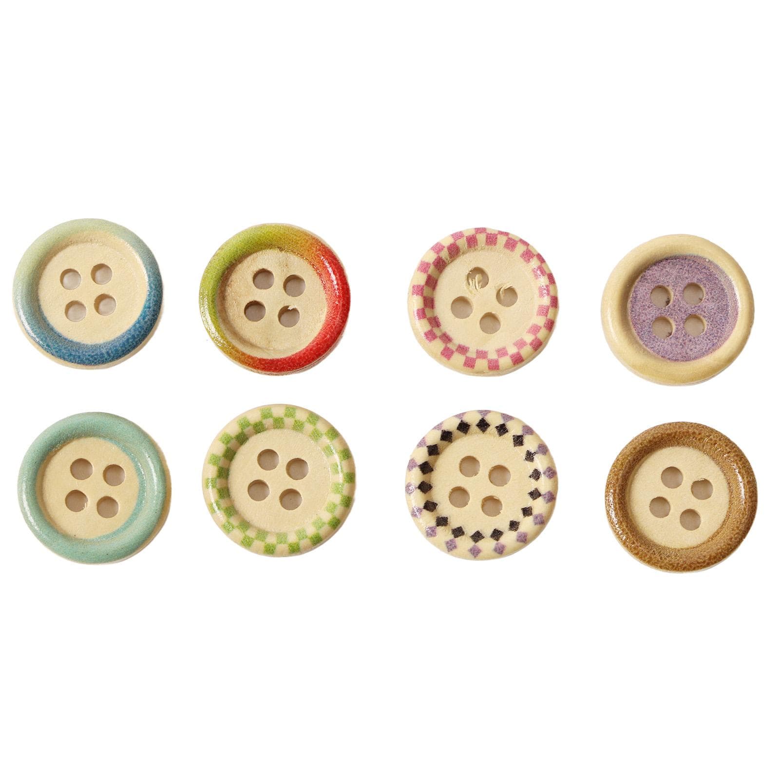 15mm 400pcs Wooden Buttons Round Handcraft Craft Printed Buttons Sew On Buttons Jewelry Accessory