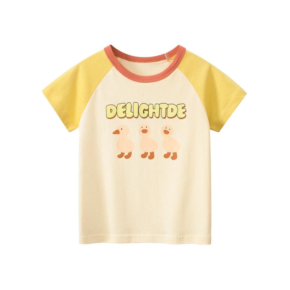 Children's Clothing Summer Cartoon Duck Girl Baby Clothes Short-sleeved T-shirt 140cm