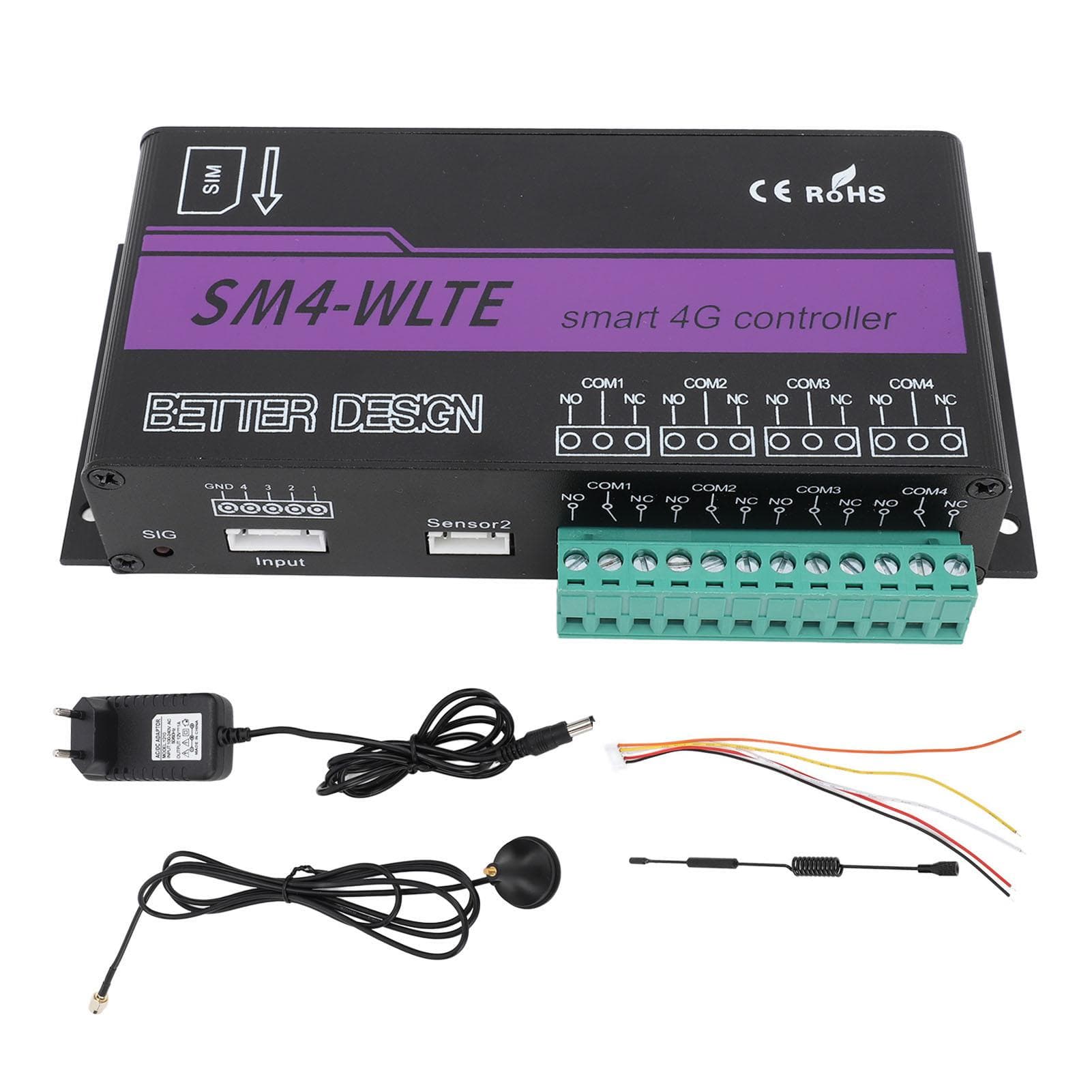 4G 4 Channel Remote Switch Controller APP WEB SMS Relay Control Box for Temperature Humidity Power