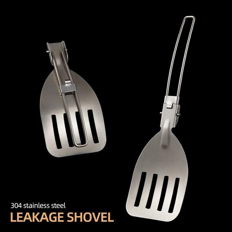 Outdoor Folding Frying Shovel Camping Portable 304 Stainless Steel Rice Shovel Barbecue Picnic Tableware Mountain Travel Spatula