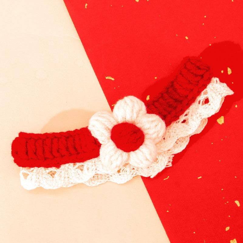 Pet New Year Knitted Christmas New Year Wool Adjustable Collar Happy New Year Decoration Cat Triangle Saliva Towel M