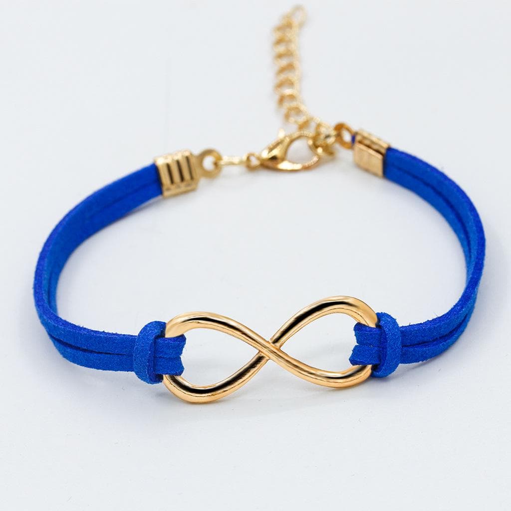 Fashion Symbol 8 Word Leather Rope Bracelet Personality Universal Bracelet Jewelry blue