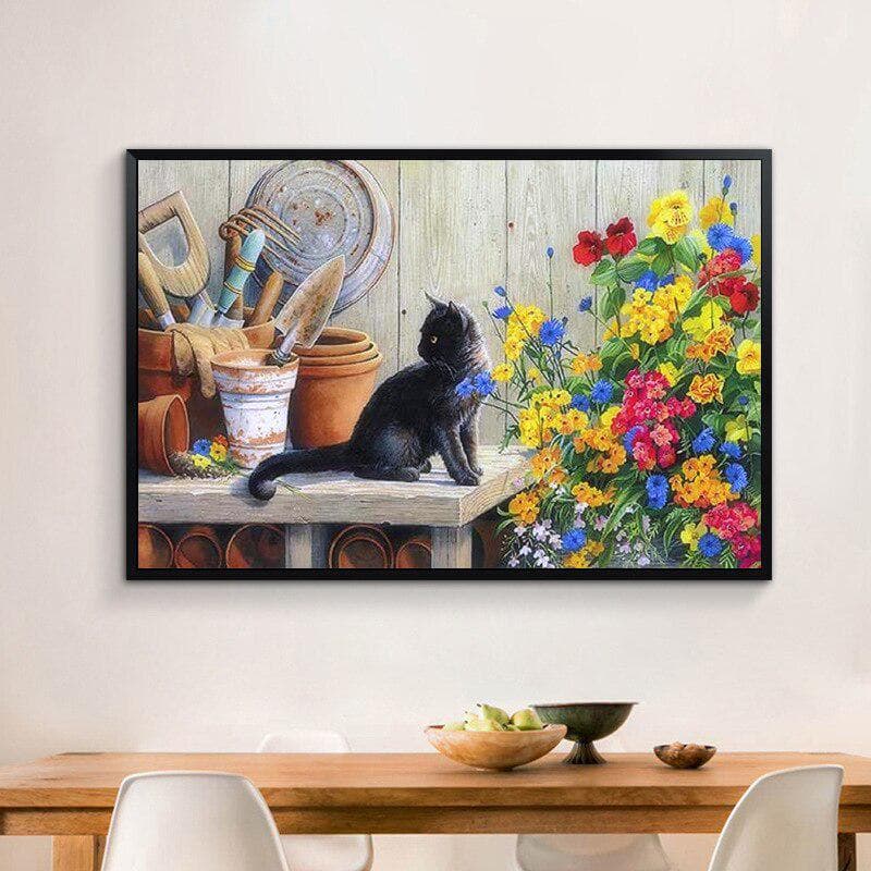 Diamond Painting Cat Garden DIY 5D Diamond Embroidery 20X30CM