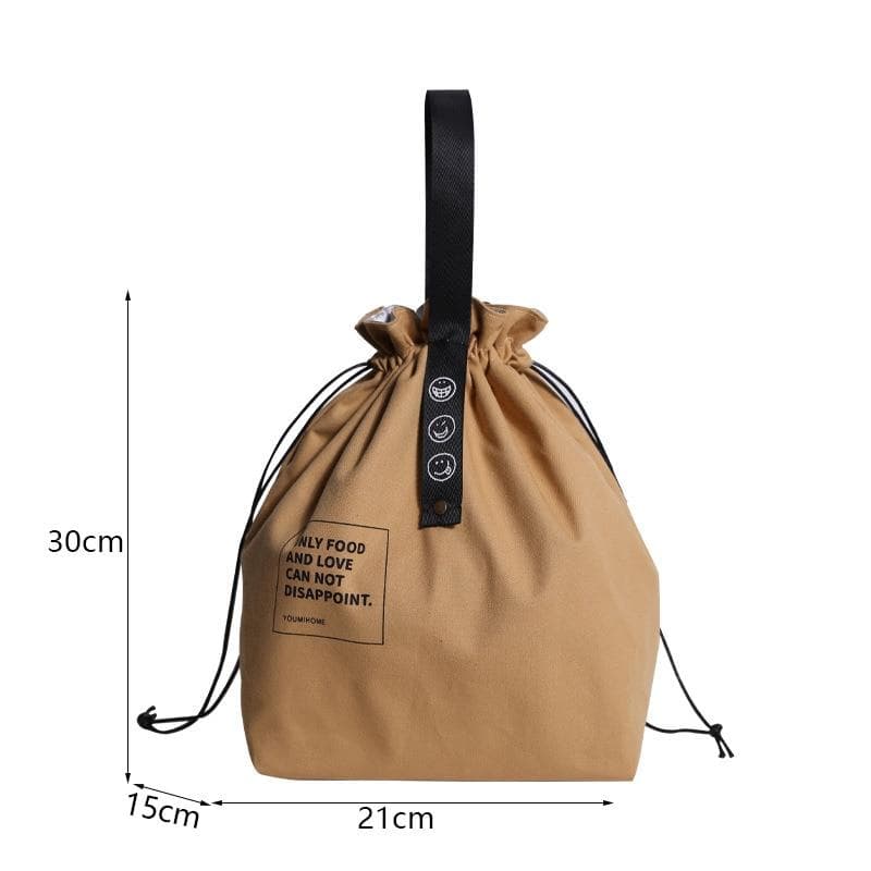 Canvas Lunch Bag Bento Box Handbag Outdoor Portable Picnic Dinner Container School Fresh Keeping Food Storage Tote yellow