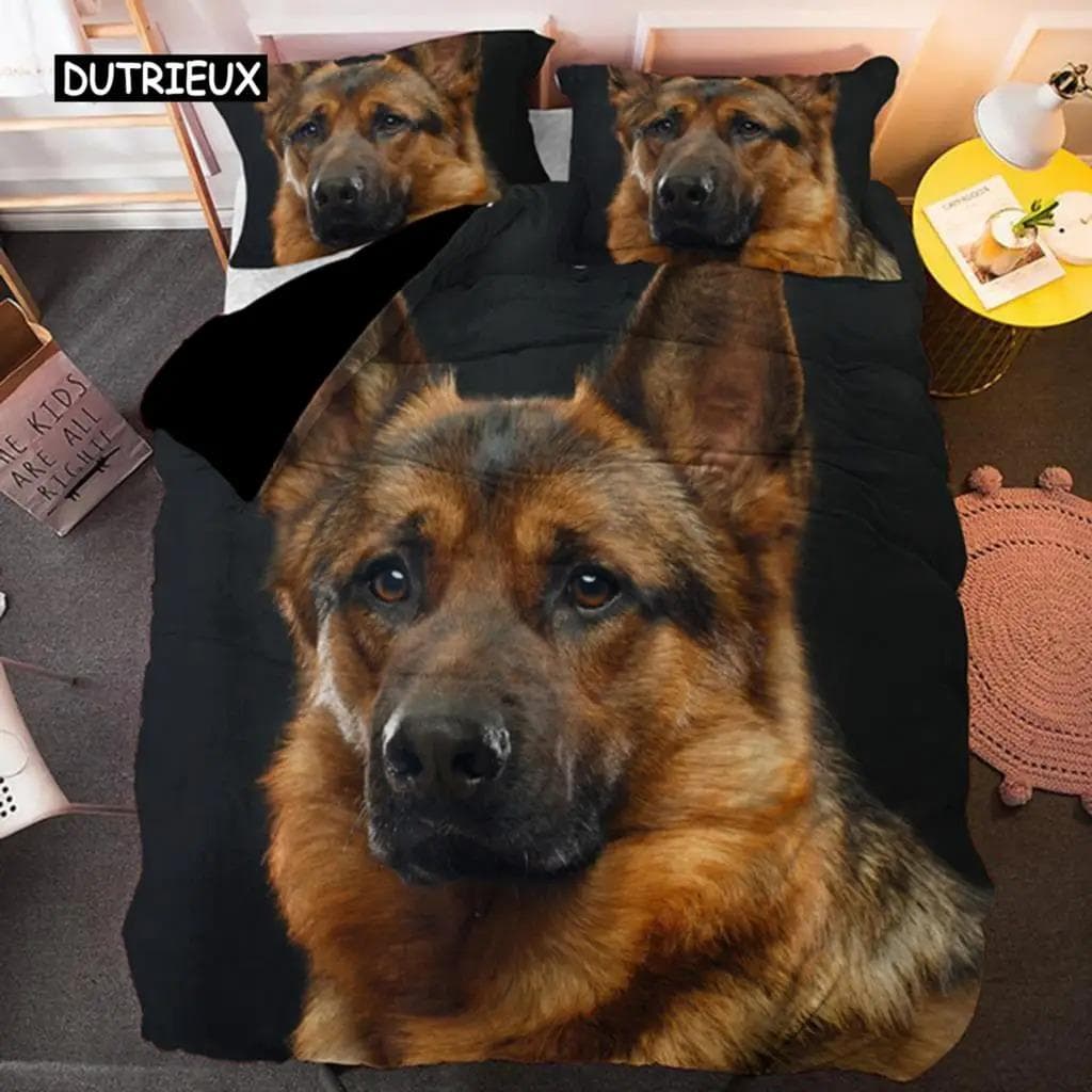 Dog Bedding Set German Shepherd Cute Pet Dog Animal Duvet Cover Sets Bed Linen for Adults Children Dog Lover Gift Bedroom Decor AU King 245x210cm