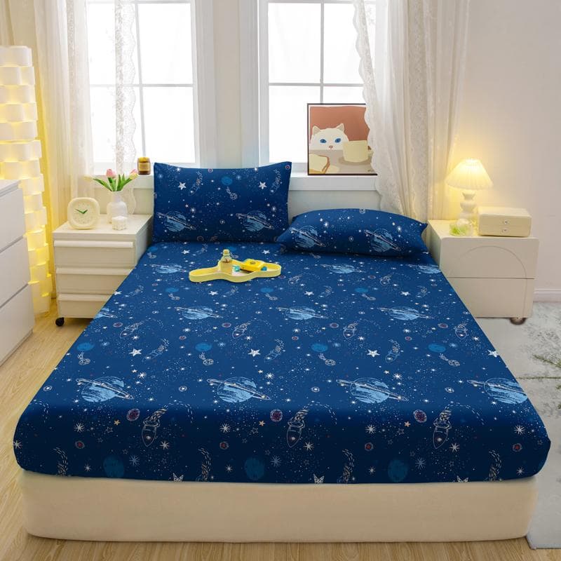 1 Simple Modern Plant Flower Printed Matte Fitted Sheet, Bedroom Printed Bed Cover, Bedding (Excluding Pillowcases) 71x132cm