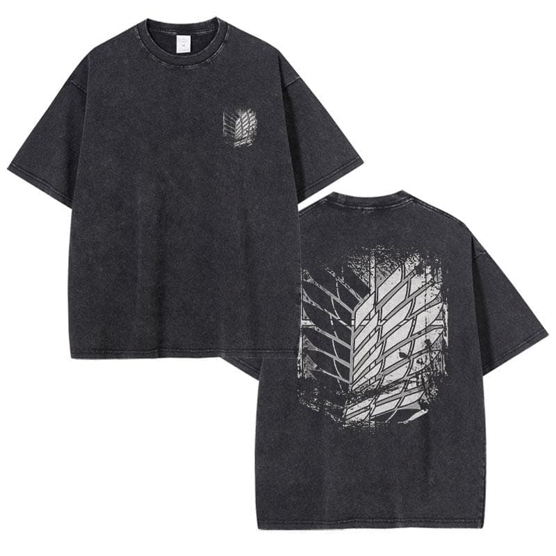 Eren Jaeger T-shirts Vintage Washed Anime T-Titan A-Attack T Shirt Manga Shingeki no Kyojin Levi Mikasa S