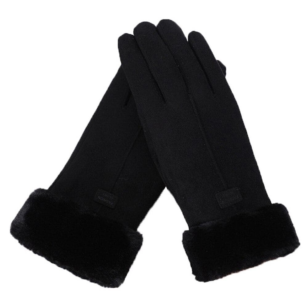Fashion Women Gloves Autumn Winter Cute Furry Warm Mitts Full Finger Mittens Women Outdoor Sport Female Gloves Screen cool black