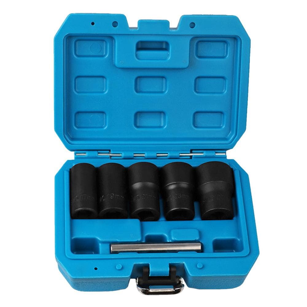 6pcs Lug Nut Remover Kit Broken Nuts Removal Tool Set Broken Nut Bolt Extractor Rust Damaged Stuck black
