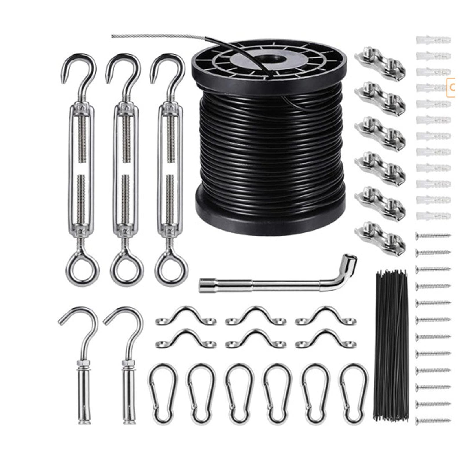 String Lights Hanging Kit Outdoor Light Guide Wire Globe String Lights Suspension Kit black