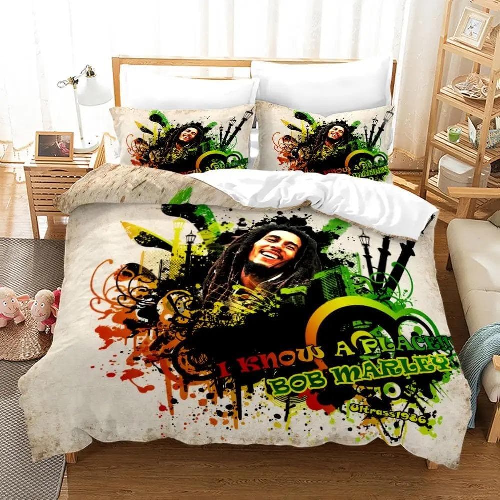 Bob Marley Duvet Cover Sets Music Legends Jamaica Singer Comfortable Bedspreads Queen King Size Bedding Sets Bedroom Decor 70x133cm 2pcs