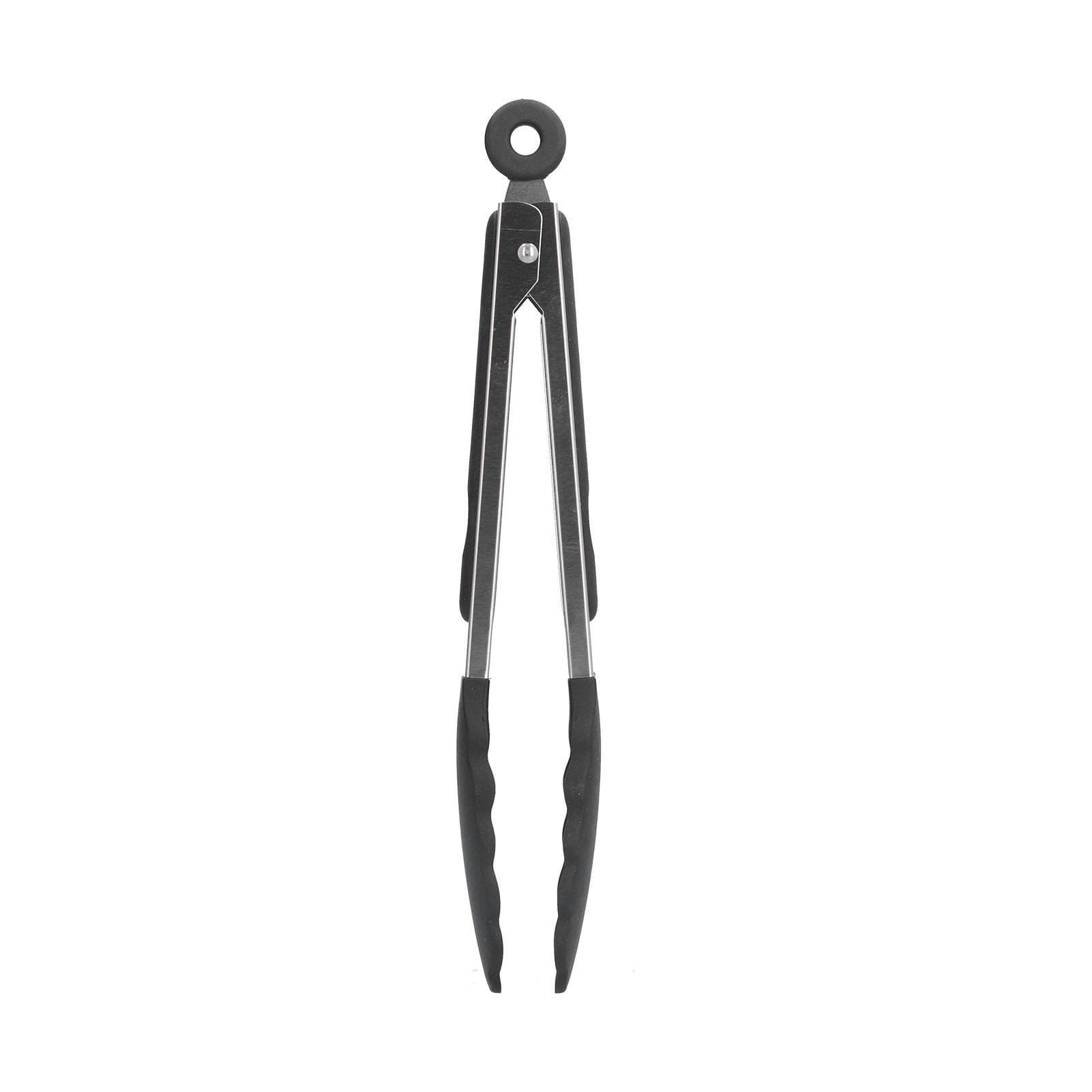Silicone Food Tongs AntiScalding Stainless Steel Barbecue Clamp for Kitchen Home Outdoor(9in Black ) white