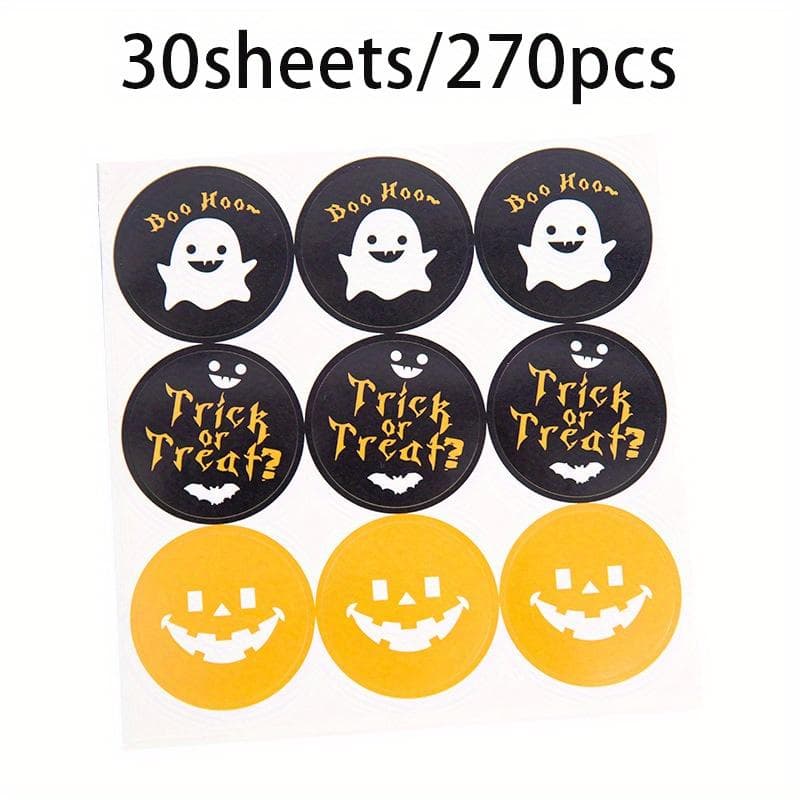 30sheets/270pcs Christmas Cute Funny Emoticon Sticker Round Stickers, Gift Envelope Packing Box Sealing Stickers, Christmas Party Decorations 30sheets