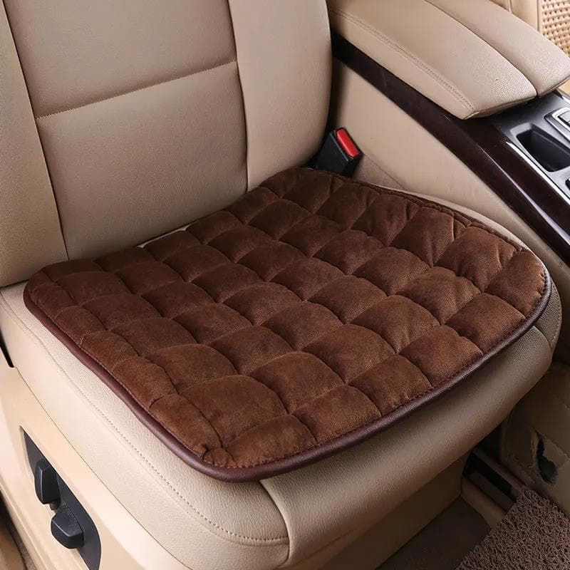 WTEMPO Car Cushion Short Plush Warm Cotton Pad Simple Comfortable Car Cushion Non-slip Breathable Car Cushion 52*49cm brown